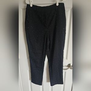 NWT Nine West Womens High Rise Tapered Ankle Black Crystal Pants